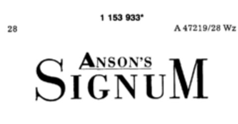 ANSON'S SIGNUM Logo (DPMA, 10.11.1989)