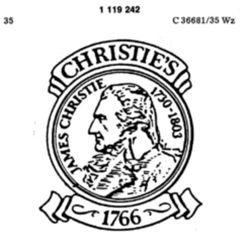 CHRISTIE`S 1766 JAMES CHRISTIE 1730-1803 Logo (DPMA, 29.07.1987)