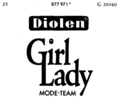 Diolen Girl Lady MODE-TEAM Logo (DPMA, 11/20/1970)