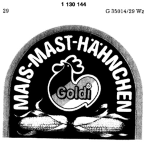 MAIS-MAST-HÄHNCHEN Goldi Logo (DPMA, 01.12.1987)