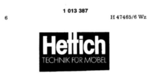 Hettich TECHNIK FÜR MÖBEL Logo (DPMA, 08.05.1980)