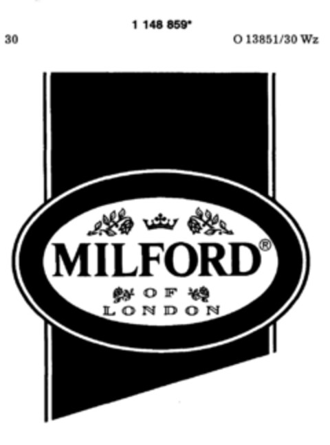 MILFORD OF LONDON Logo (DPMA, 05/09/1989)