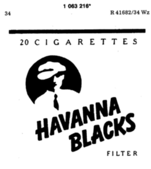 20 CIGARETTES HAVANNA BLACKS FILTER Logo (DPMA, 26.01.1984)