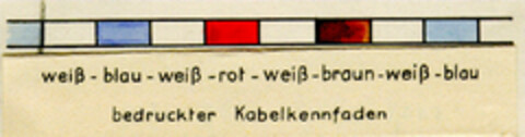 weiß-blau-weiß-rot-weiß-braun-weiß-blau bedruckter Kabelkennfaden Logo (DPMA, 23.09.1959)