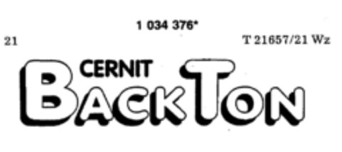 CERNIT BACK TON Logo (DPMA, 30.03.1982)