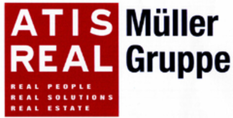 ATIS REAL Müller Gruppe REAL PEOPLE REAL SOLUTIONS REAL ESTATE Logo (DPMA, 01.11.2001)