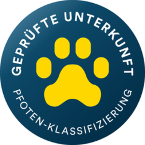 GEPRÜFTE UNTERKUNFT PFOTEN-KLASSIFIZIERUNG Logo (DPMA, 01/12/2021)