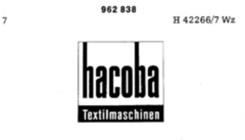 hacoba Textilmaschinen Logo (DPMA, 11.10.1976)