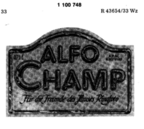 ALFO CHAMP Logo (DPMA, 18.10.1985)