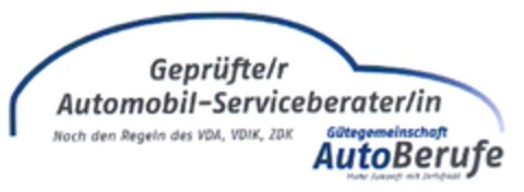 Geprüfte/r Automobil-Serviceberater/in Gütegemeinschaft AutoBerufe Logo (DPMA, 05/27/2014)