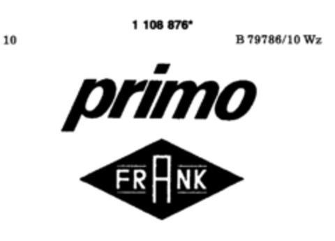 primo FRANK Logo (DPMA, 22.07.1986)