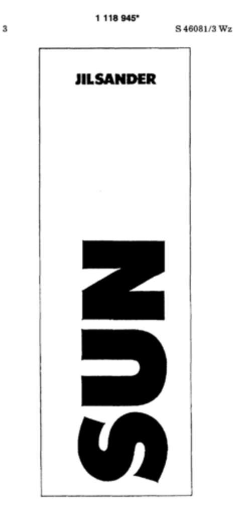 JIL SANDER SUN Logo (DPMA, 27.01.1988)