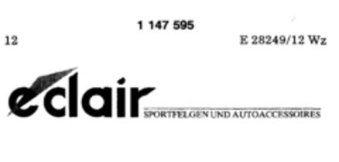 eclair SPORTFELGEN UND AUTOACCESSOIRES Logo (DPMA, 10.01.1989)