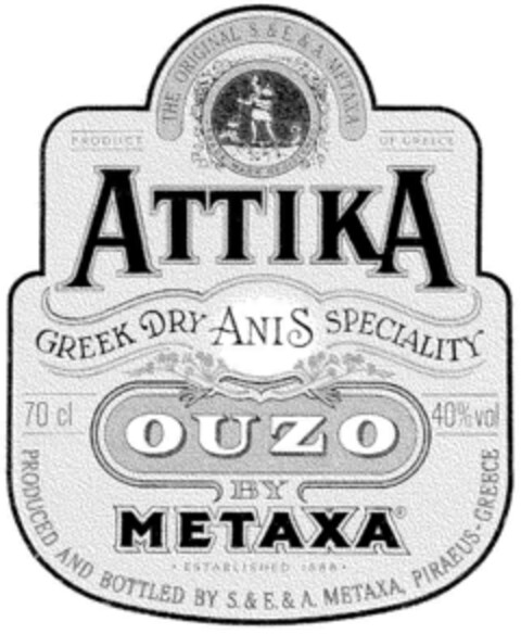 ATTIKA  OUZO BY METAXA Logo (DPMA, 12.06.1986)