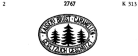 KAISER'S BRUST=CARAMELLEN   GESETZLICH GESCHÜTZT Logo (DPMA, 06/16/1890)