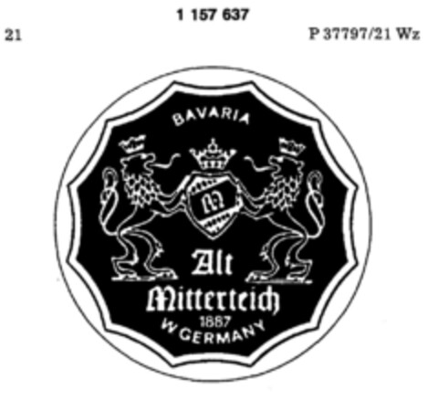 BAVARIA Alt Mitterteich 1887 W.GERMANY Logo (DPMA, 22.03.1989)