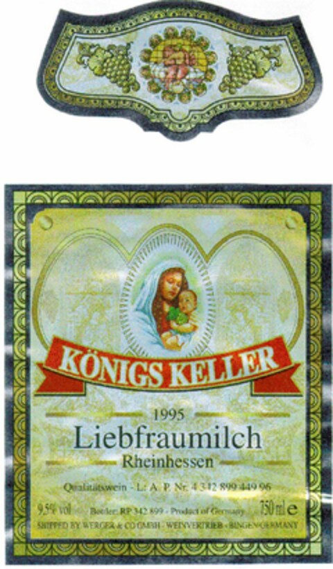 KÖNIGS KELLER 1995 Liebfraumilch Rheinhessen Logo (DPMA, 28.01.1997)