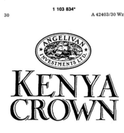 KENYA CROWN ANGELIVAN INVESTMENTS LTD: Logo (DPMA, 01/16/1987)