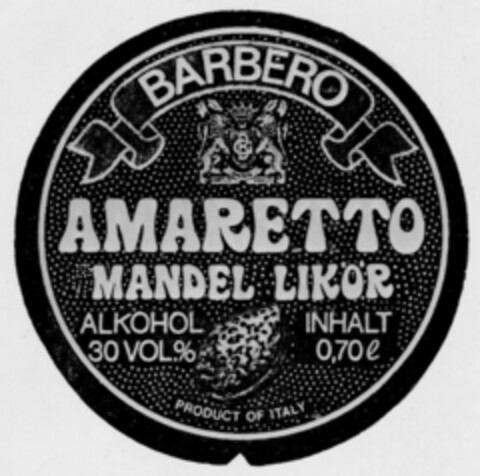 BARBERO GB AMARETTO MANDEL LIKÖR Logo (DPMA, 27.05.1980)
