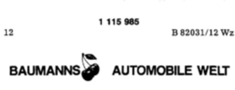 BAUMANNS AUTOMOBILE WELT Logo (DPMA, 05/14/1987)