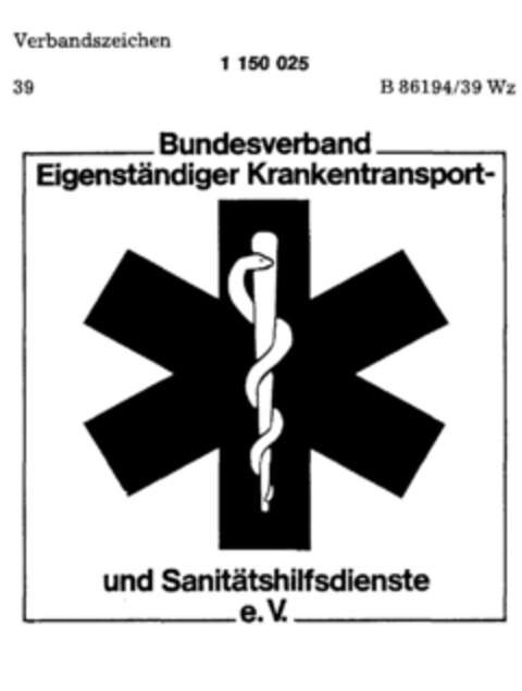 Bundesverband Eigenständiger Krankentransport- und Sanitätshilfsdienste e.V. Logo (DPMA, 15.12.1988)