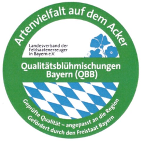 Artenvielfalt auf dem Acker Qualitätsblühmischungen Bayern Logo (DPMA, 18.12.2014)