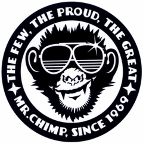 THE FEW, THE PROUD, THE GREAT MR.CHIMP, SINCE 1969 Logo (DPMA, 09/22/2004)