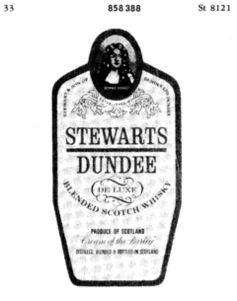 STEWARTS DUNDEE DE LUXE CLENDDE SCOTCH WHISKY Logo (DPMA, 09.01.1968)