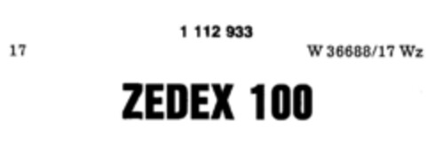 ZEDEX 100 Logo (DPMA, 25.11.1986)