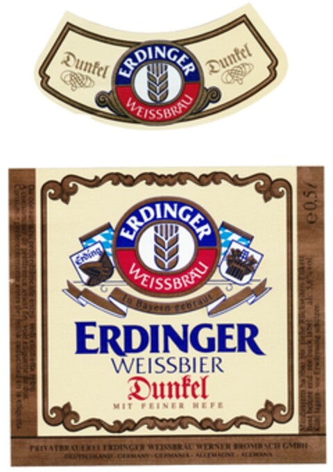 ERDINGER WEISSBRAEU ERDINGER WEISSBIER Dunkel Logo (DPMA, 02/17/1992)