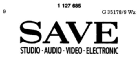 SAVE STUDIO AUDIO VIDEO ELECTRONIC Logo (DPMA, 01/21/1988)