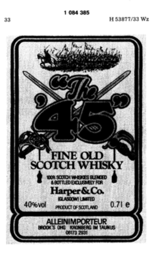 "The `45" FINE OLD SCOTCH WHISKY Logo (DPMA, 01.03.1985)