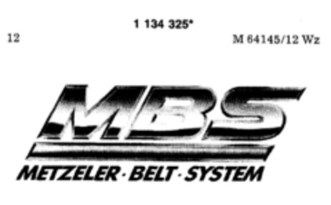 MBS METZELER BELT SYSTEM Logo (DPMA, 12.12.1988)