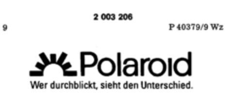 Polaroid Wer durchblickt, sieht den Unterschied. Logo (DPMA, 27.11.1990)