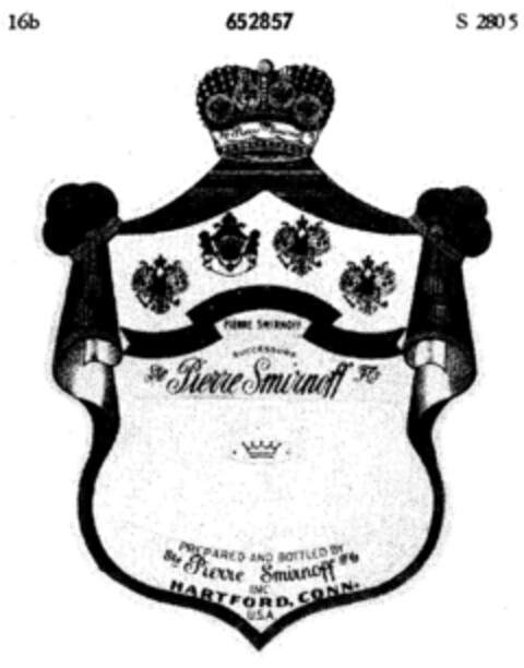 SUCCESSORS Ste Pierre Smirnoff Fls HARTFORD, CONN. U.S.A. Logo (DPMA, 03.09.1952)