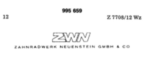 ZWN ZAHNRADWERK NEUENSTEIN GMBH & CO Logo (DPMA, 05/31/1979)