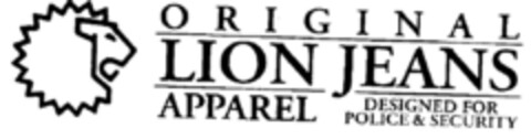 ORIGINAL LION JEANS APPAREL DESIGNED FOR POLICE & SECURITY Logo (DPMA, 06/16/2001)