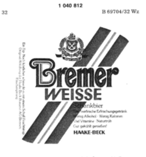 Bremer WEISSE Logo (DPMA, 02/09/1982)