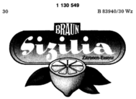 BRAUN Sizilia Zitronen-Essenz Logo (DPMA, 05/03/1988)