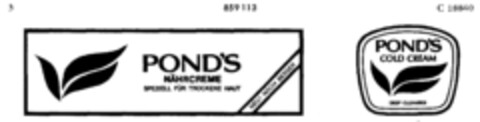 POND`S NÄHRCREME SPEZIELL FÜR TROCKENE HAUT NEU! NOCH BESSER POND`S COLD CREAM DEEP CLEANSES Logo (DPMA, 03/13/1968)