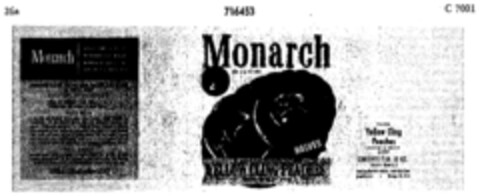 Monarch YELLOW CLING PEACHES Logo (DPMA, 24.04.1957)