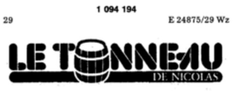 LE TONNEAU DE NICOLAS Logo (DPMA, 26.01.1985)