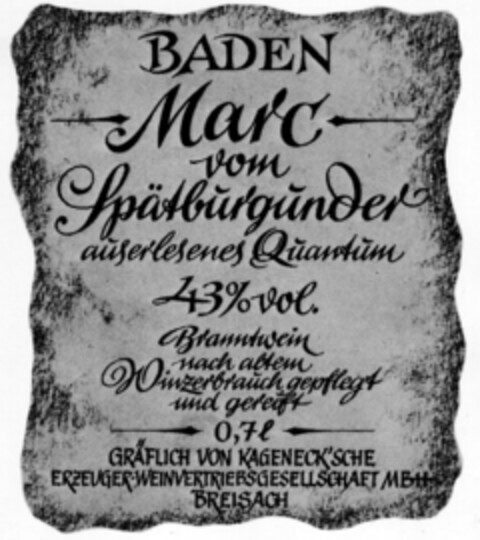 BADEN   Marc vom Spätburgunder Logo (DPMA, 05/23/1980)