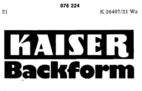 KAISER Backform Logo (DPMA, 16.05.1975)