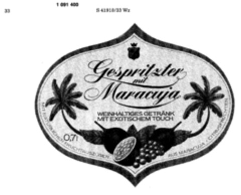 Gespritzter mit Maracuja Logo (DPMA, 15.06.1985)