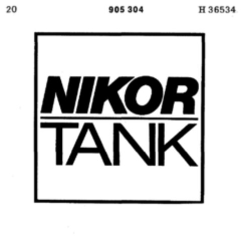 NIKOR TANK Logo (DPMA, 23.02.1972)