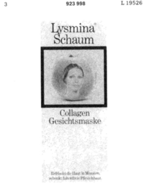 Lysmina Schaum Collagen Gesichtsmaske Logo (DPMA, 04.10.1973)