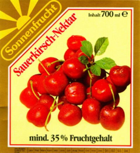 Sonnenfrucht Sauerkirsch-Nektar Logo (DPMA, 19.04.1991)