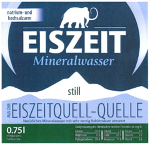 natrium- und kochsalzarm EISZEIT Mineralwasser still AUS DER EISZEITQUELL-QUELLE Logo (DPMA, 06.07.2013)