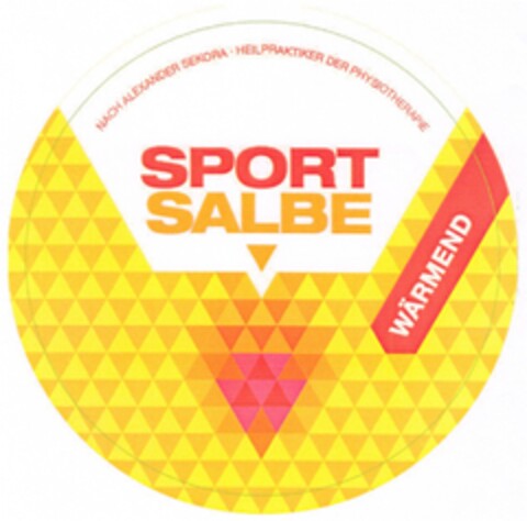 SPORT SALBE WÄRMEND NACH ALEXANDER SEKORA HEILPRAKTIKER DER PHYSIOTHERAPIE Logo (DPMA, 02.07.2014)